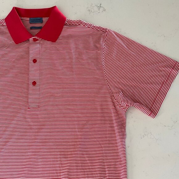 Dockers Tour Athletic SS Striped 3 Button Cotton Polo Shirt Red White Sz S NWOT - Picture 3 of 11
